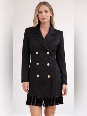 VENUS Fringe Hem Mini Blazer Dress NWT